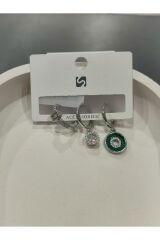 Bijuteri Gümüş Taşlı - İncili - Kalp ve Kelebek Desenli Sallantılı Çoklu Metal Kadın Küpe Jewelry
