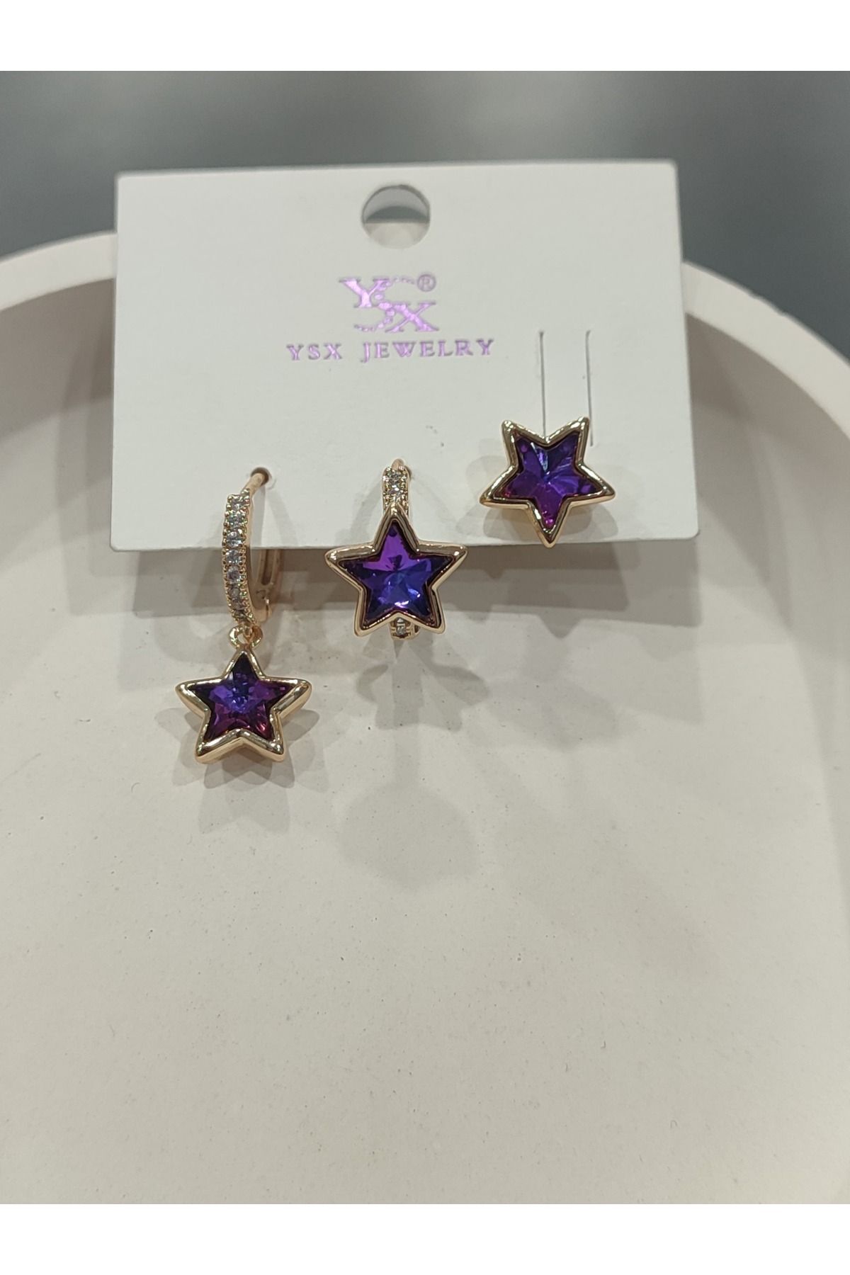 Bijuteri Gold Taşlı - İncilii Sallantılı Çoklu Metal Kadın Küpe Jewelry