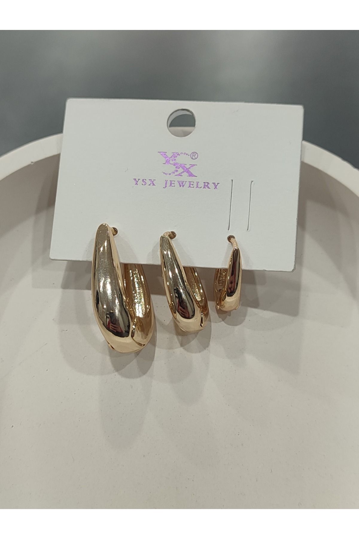 Bijuteri Gold Taşlı - İncilii Sallantılı Çoklu Metal Kadın Küpe Jewelry