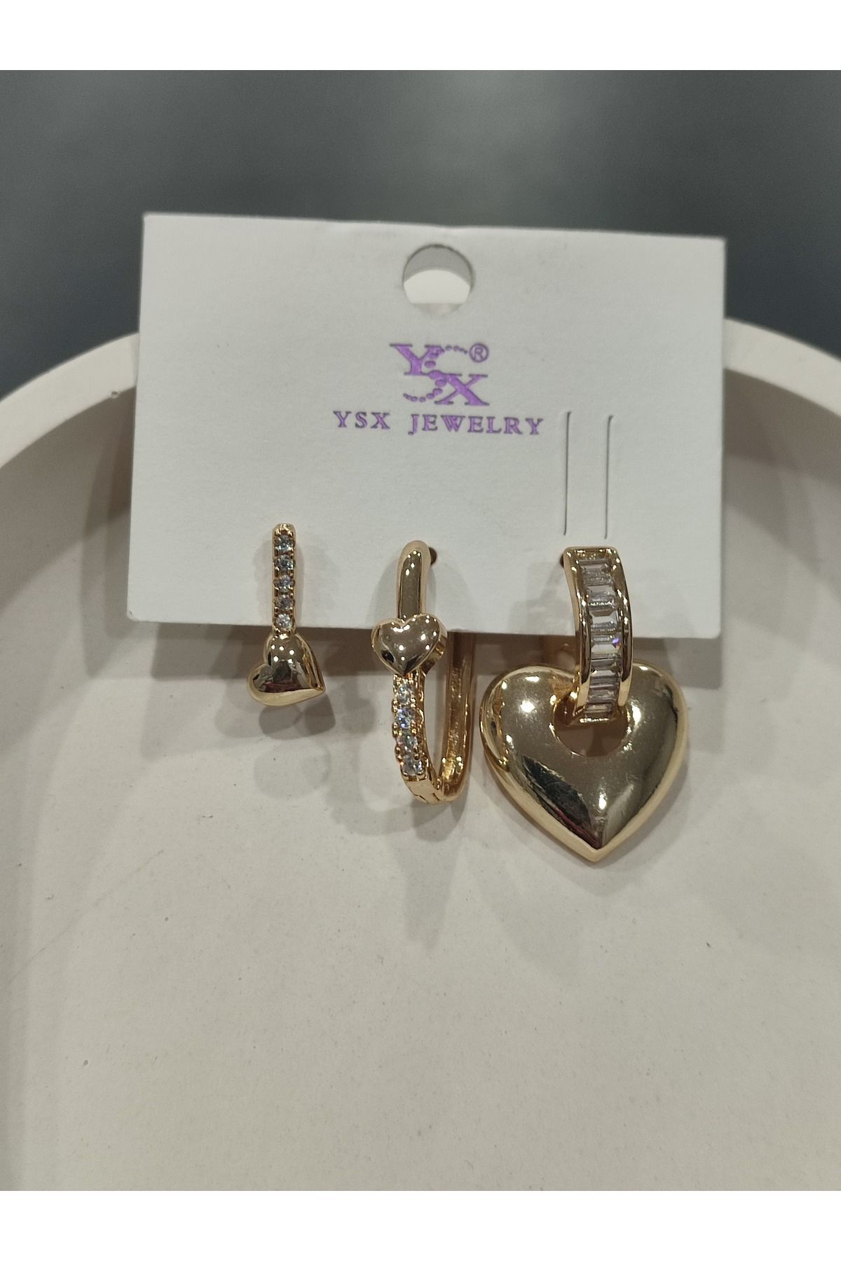 Bijuteri Gold Taşlı - İncilii Sallantılı Çoklu Metal Kadın Küpe Jewelry