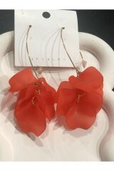 Bijuteri Gold Renkli Tüylü - Boncuklu ve İncili Desenli Metal Kadın Küpe Jewelry