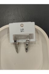 Bijuteri Gümüş Renk Taşlı ve İncili Metal Kadın Küpe