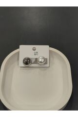Bijuteri Gümüş Renk Taşlı ve İncili Metal Kadın Küpe