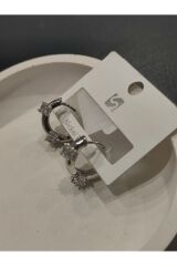 Bijuteri Gümüş Renk Taşlı ve İncili Metal Kadın Küpe