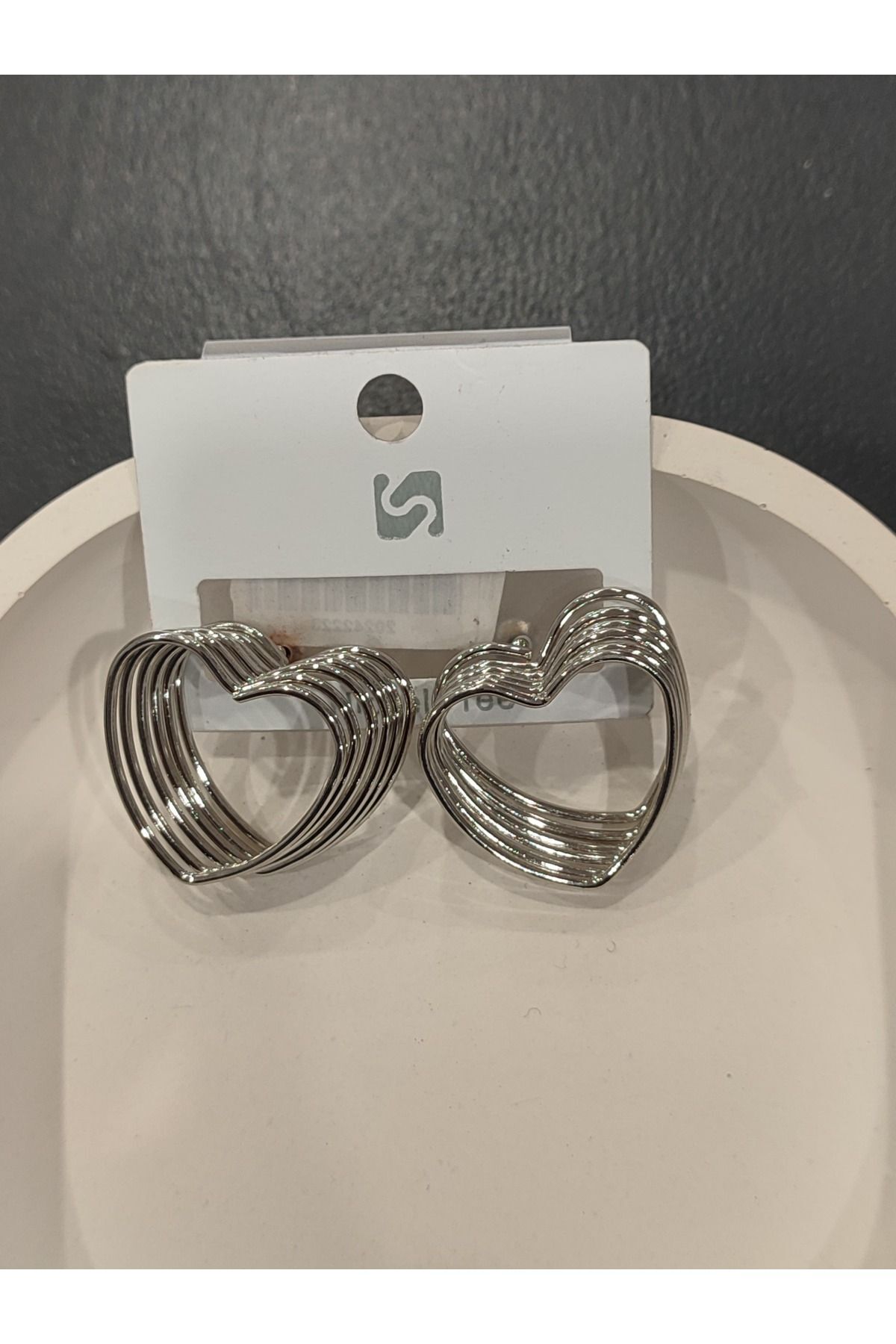 Bijuteri Gümüş Renk Taşlı ve İncili Metal Kadın Küpe
