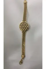 Motifli Gold Çelik Bileklik
