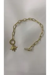 Yıldız Uçlu Gold Çelik Bileklik