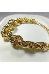 Gold Kalın Burgu Kadın Çelik Bileklik
