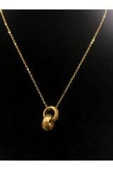 Paslanmaz Çelik Gold Taşlı İncili İşlemeli - Desenli Kadın Kolye