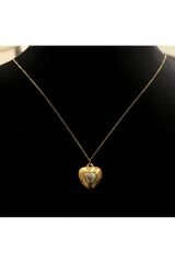 Paslanmaz Çelik Gold Taşlı İncili İşlemeli - Desenli Kadın Kolye